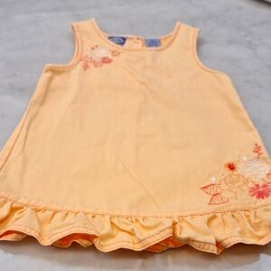 Koala Kids Sleeveless Kids Dress Embroidered Flowers Buttons 24 M Orange Peach